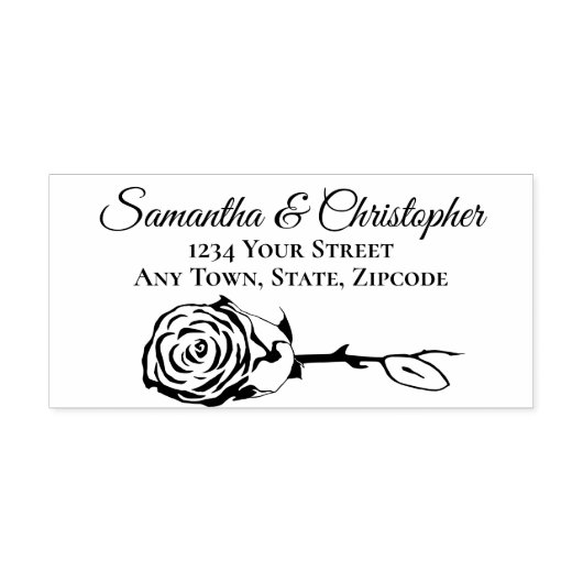 Elegant Single Roos bruiloft adres Zelfinktende Stempel (Design)