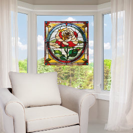 Elegant single Roos faux Glas in lood Raamsticker