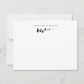 Elegant Single Stem Flower Black en White Flat Notitiekaartje (Voorkant)
