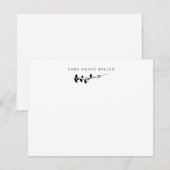Elegant Single Stem Flower Black en White Flat Notitiekaartje (Voorkant / Achterkant)