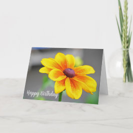 Elegant Single Yellow Oranje Flower Birthday Card Kaart