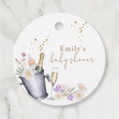 Elegant Sip & See Champagne Bottle Baby shower Bedankjes Labels (Voorkant)
