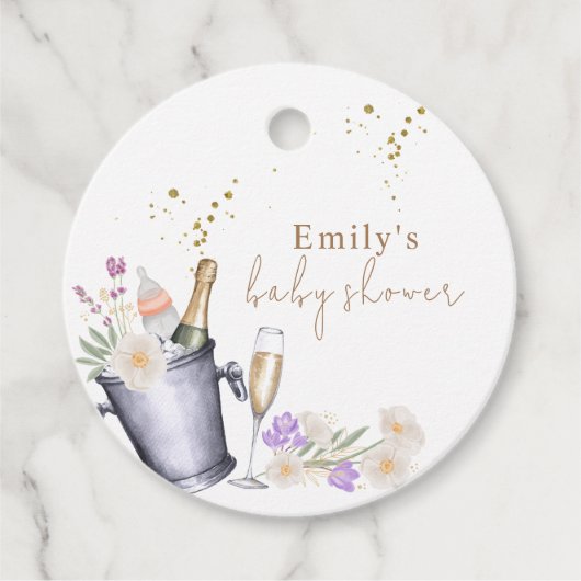 Elegant Sip & See Champagne Bottle Baby shower Bedankjes Labels (Voorkant)