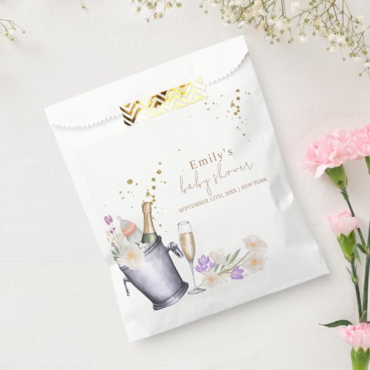 Elegant Sip & See Champagne Bottle Baby shower Bedankzakje (Gezegeld)