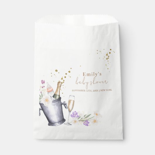 Elegant Sip & See Champagne Bottle Baby shower Bedankzakje (Voorkant)