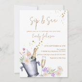 Elegant Sip & See Champagne Bottle Baby shower Kaart (Voorkant)