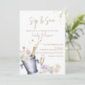 Elegant Sip & See Champagne Bottle Baby shower Kaart (Staand voorkant)