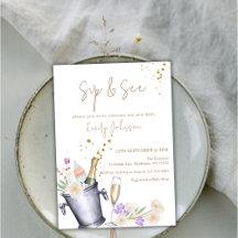 Elegant Sip & See Champagne Bottle Baby shower