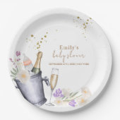 Elegant Sip & See Champagne Bottle Baby shower Papieren Bordje (Voorkant)