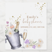 Elegant Sip & See Champagne Bottle Baby shower Wijn Etiket (Enkel label)