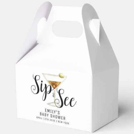 Elegant Sip & See Martini Cocktail Baby shower Bedankdoosjes (Voorkant)