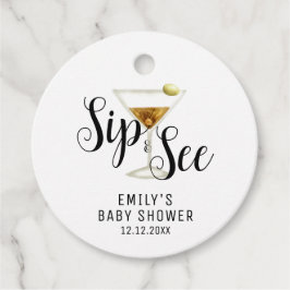 Elegant Sip & See Martini Cocktail Baby shower Bedankjes Labels