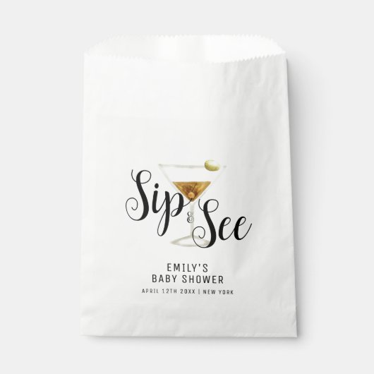 Elegant Sip & See Martini Cocktail Baby shower Bedankzakje (Voorkant)