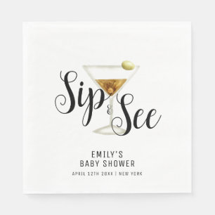 Elegant Sip & See Martini Cocktail Baby shower Servet