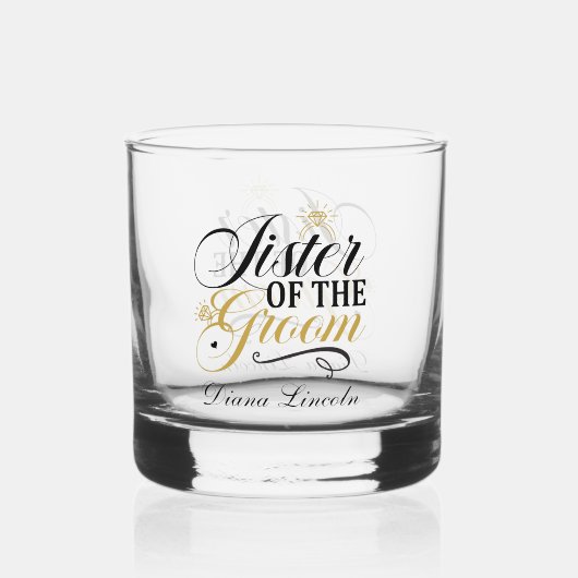 Elegant Sister of the Groom Voeg naam toe Whisky Glas (Achterkant)