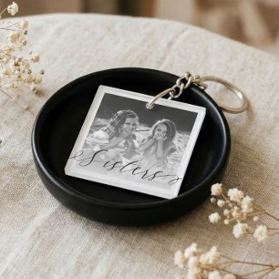 Elegant Sister Script Zwart & Wit Sister Foto's Sleutelhanger