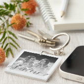 Elegant Sister Script Zwart & Wit Sister Foto's Sleutelhanger (Voorkant Rechts)