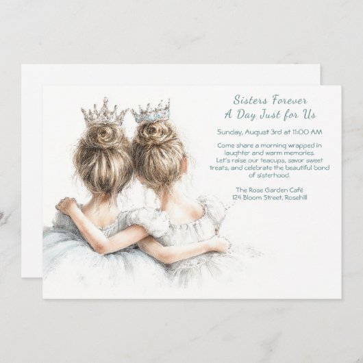 Elegant Sisters Celebration – Pastel Art Kaart (Voorkant / Achterkant)