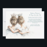 Elegant Sisters Celebration – Pastel Art Kaart<br><div class="desc">Elegant Sisters Celebrate Sister Day in stijl met deze pastelkleurige mode van twee zussen die dicht bij elkaar staan, armen om elkaar heen, beide met pluizige tullerokken en delicate prinsessenkronen. Perfect voor brunch bijeenkomsten, afternoon tea, of verjaardagen. tekst voor namen, datum en RSVP. Een tedere en elegante keuze voor speciale...</div>