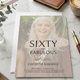 Elegant Sixtieth Birthday Party Invitation Photo  Kaart