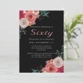 Elegant Sixty and Fabulous Coral roos Verjaardag Kaart (Staand voorkant)