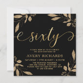 Elegant Sixty Gold Script Black 60e verjaardag Kaart (Voorkant)