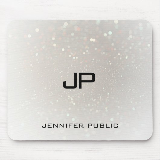 Elegant Sjabloon Gepersonaliseerd Glamor Monogram Muismat (Voorkant)