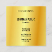 Elegant Sjabloon Gold look Modern Vierkante Visitekaartje (Achterkant)