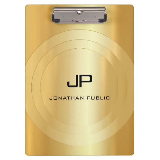 Elegant Sjabloon Klassiek Eclassic Gold Kijk Monog Klembord (Voorkant)