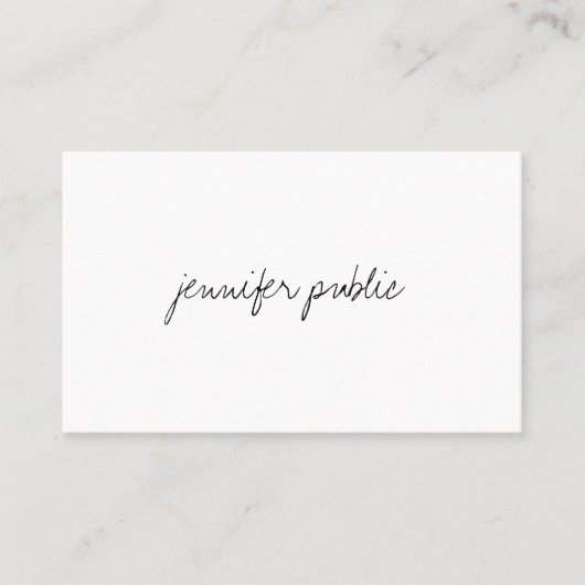 Elegant Sjabloon Modern Handschrift Script Eenvoud Visitekaartje (Voorkant)