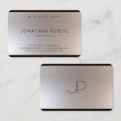 Elegant Sjabloon Moderne monogram Gold Silver-look Visitekaartje (Voorkant / Achterkant)