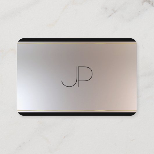 Elegant Sjabloon Moderne monogram Gold Silver-look Visitekaartje (Achterkant)