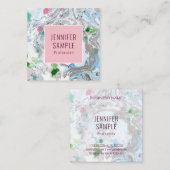 Elegant Sjabloon Roze Blauw Groen Trendy Modern Vierkante Visitekaartje (Voorkant / Achterkant)