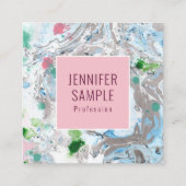 Elegant Sjabloon Roze Blauw Groen Trendy Modern Vierkante Visitekaartje (Voorkant)