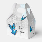 Elegant Sjabloon Silver en Blue Butterfly Bedankdoosjes (Achterkant)