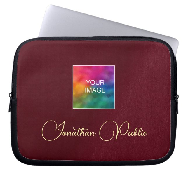 Elegant Sjabloon Upload uw aangepaste Logo-tekstna Laptop Sleeve (Voorkant)