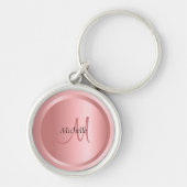 Elegant Sjabloon voor Elegant Roos Gold Monogram Sleutelhanger (Voorkant)