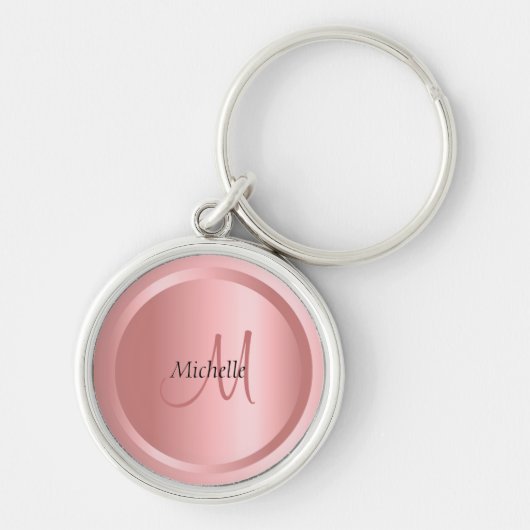 Elegant Sjabloon voor Elegant Roos Gold Monogram Sleutelhanger (Voorkant)