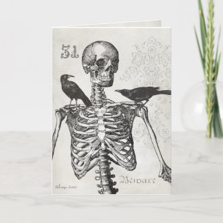 Elegant skelet & kraaien Halloween kaart
