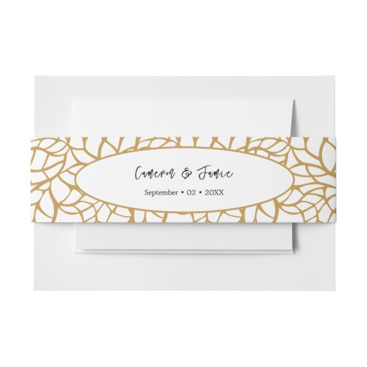 Elegant Skeleton Blad Patroon Aztec Gouden Kleur Uitnodigingen Wikkel (Voorkant Voorbeeld)