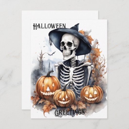 Elegant Skeleton Halloween Waterverf (Voorkant / Achterkant)