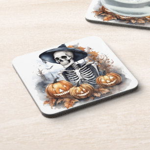 Elegant Skeleton Halloween Waterverf Bier Onderzetter