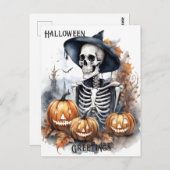 Elegant Skeleton Halloween Waterverf Briefkaart (Voorkant / Achterkant)