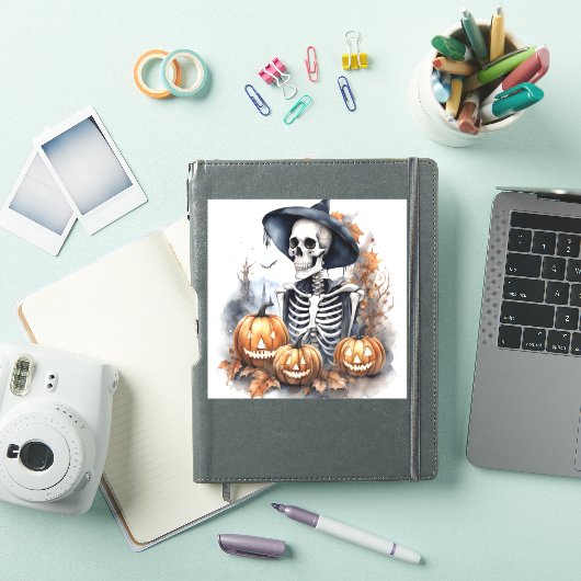 Elegant Skeleton Halloween Waterverf Sticker (iPad Cover)