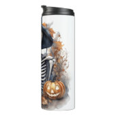 Elegant Skeleton Halloween Waterverf Thermosbeker (Geroteerd rechts)