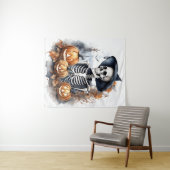 Elegant Skeleton Halloween Waterverf Wandkleed (In Situ (horizontaal))