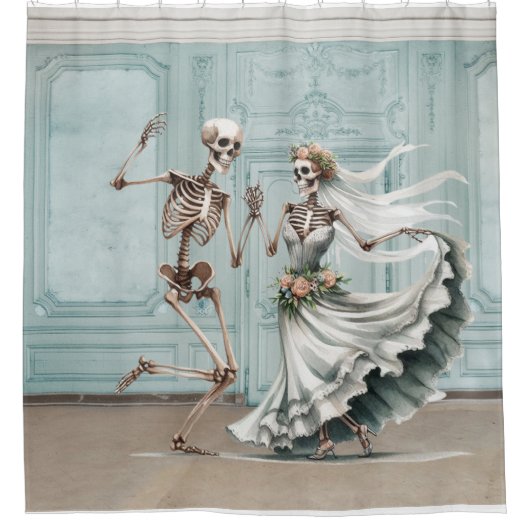Elegant Skeleton Wedding Dans Douchegordijn (Voorkant)