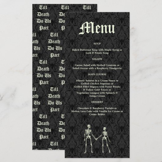 Elegant Skeletons Wedding Menu (Voorkant / Achterkant)