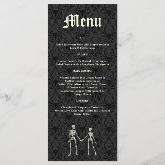 Elegant Skeletons Wedding Menu (Voorkant)