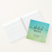 Elegant Sketchbook Jouw naam Script Blauw Groen Notitieboek (Binnen)